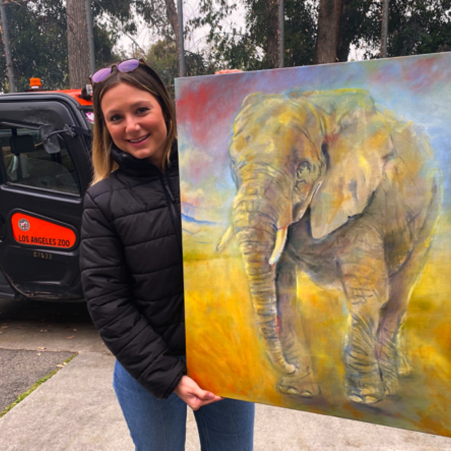 Gregg Chadwick's painting "Elephant Song" featured and sold at the L.A. Zoo's Beastly Ball June 2023